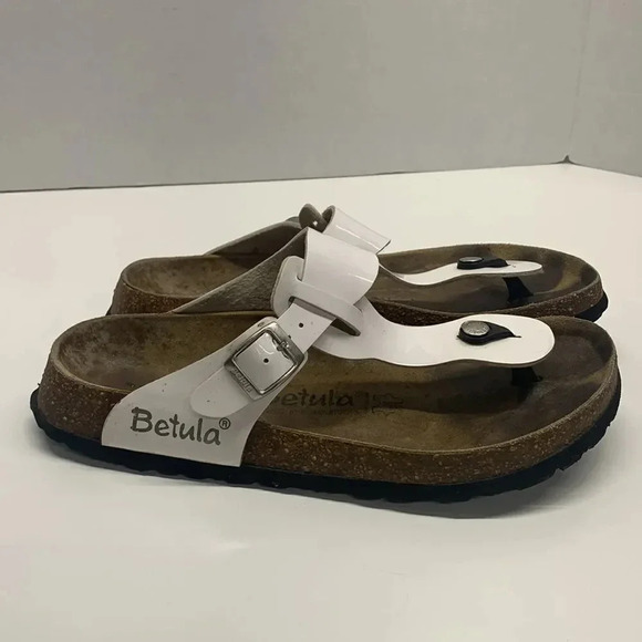 Betula by Birkenstock White Gizeh Birko-Flor Women's Sandals Size 41 | 10 - Picture 3 of 10